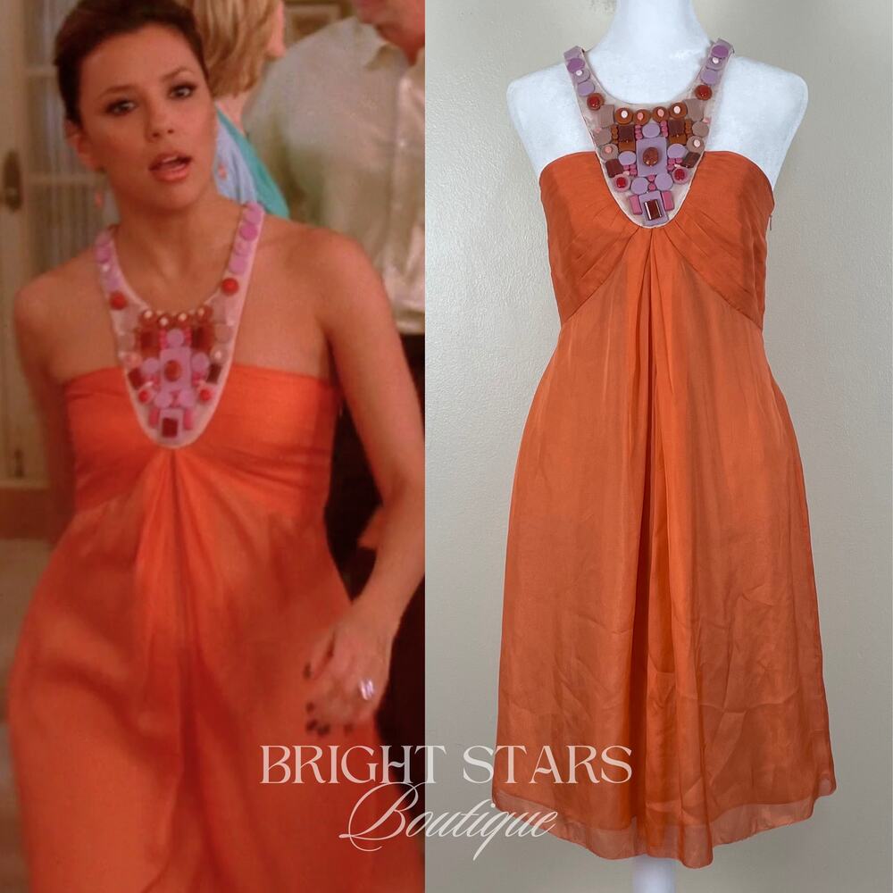 Extremely Rare Orange Embellished Silk Dress ASO Gaby Solis Desperate Housewives